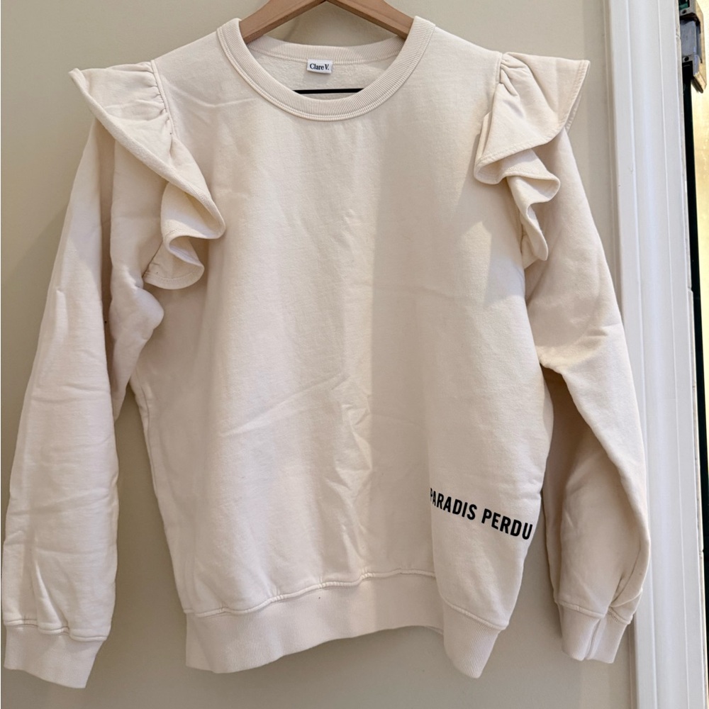 Clare V. sweatshirt cream cotton fleece like new